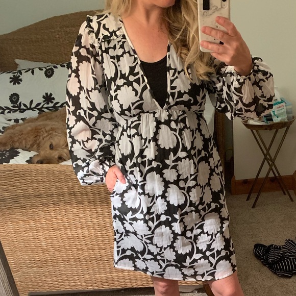 NWT Banjanan Dora Dress in Shadow Bloom Black and White - Picture 7 of 7